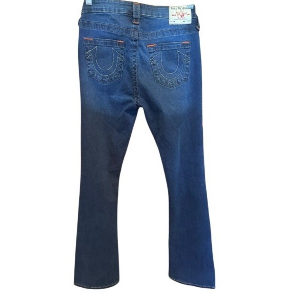True Religion Womens Bootcut Jeans Dark Wash Horseshoe Stitch Denim Blue 27